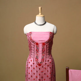 Hand embroidered muslin 3pc unstitched dress material 25