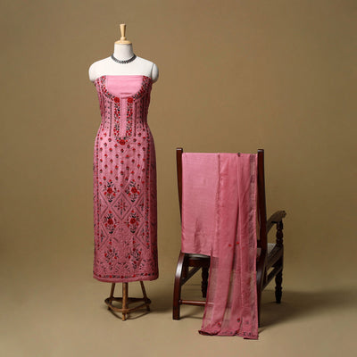 Hand embroidered muslin 3pc unstitched dress material 25