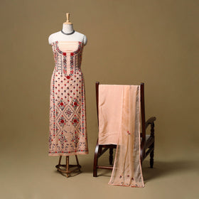 Hand embroidered muslin 3pc unstitched dress material 26