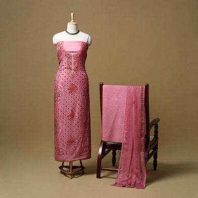 Hand embroidered muslin 3pc unstitched dress material 27