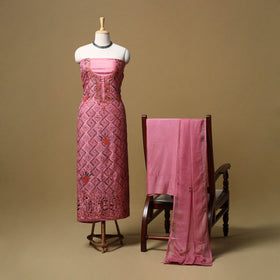 Hand embroidered muslin 3pc unstitched dress material 30