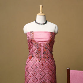 Hand embroidered muslin 3pc unstitched dress material 30