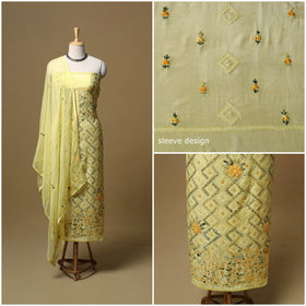 Hand embroidered muslin 3pc unstitched dress material 31