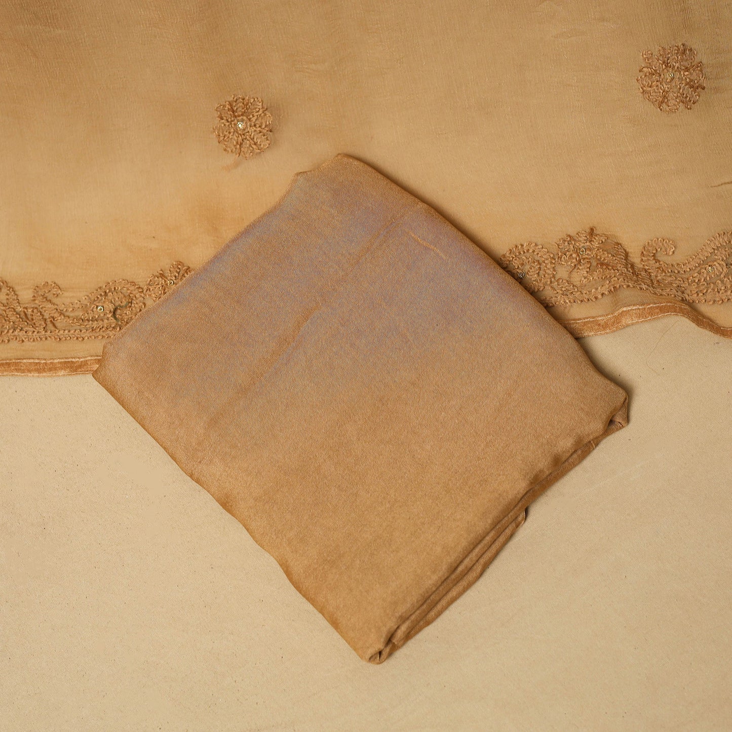 Hand embroidered muslin 3pc unstitched dress material 43