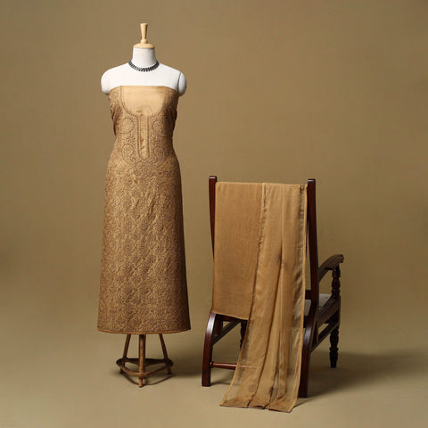 Hand embroidered muslin 3pc unstitched dress material 43