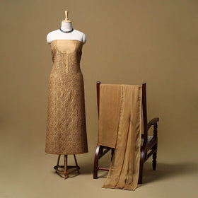 Hand embroidered muslin 3pc unstitched dress material 43