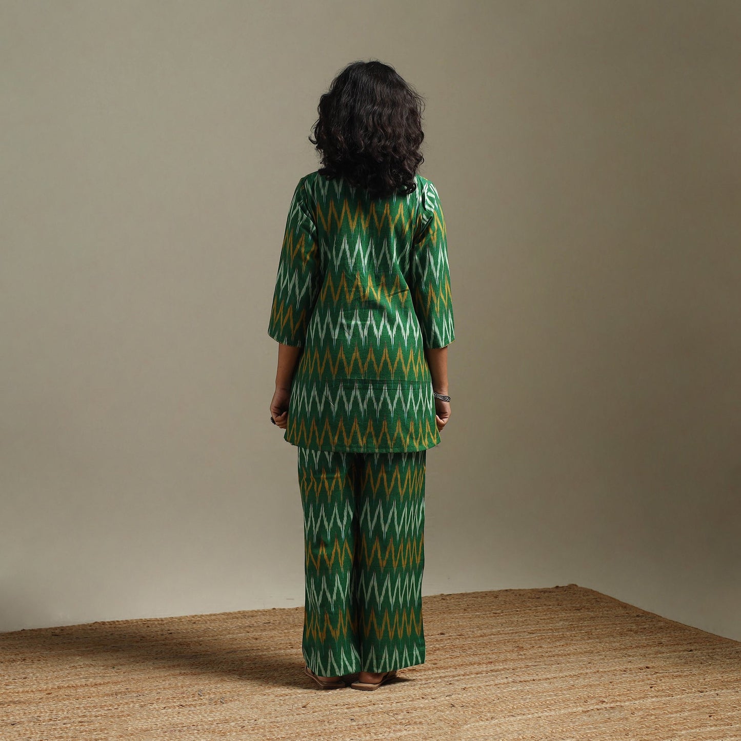 Hand embroidered pochampally ikat cotton night suit set 01