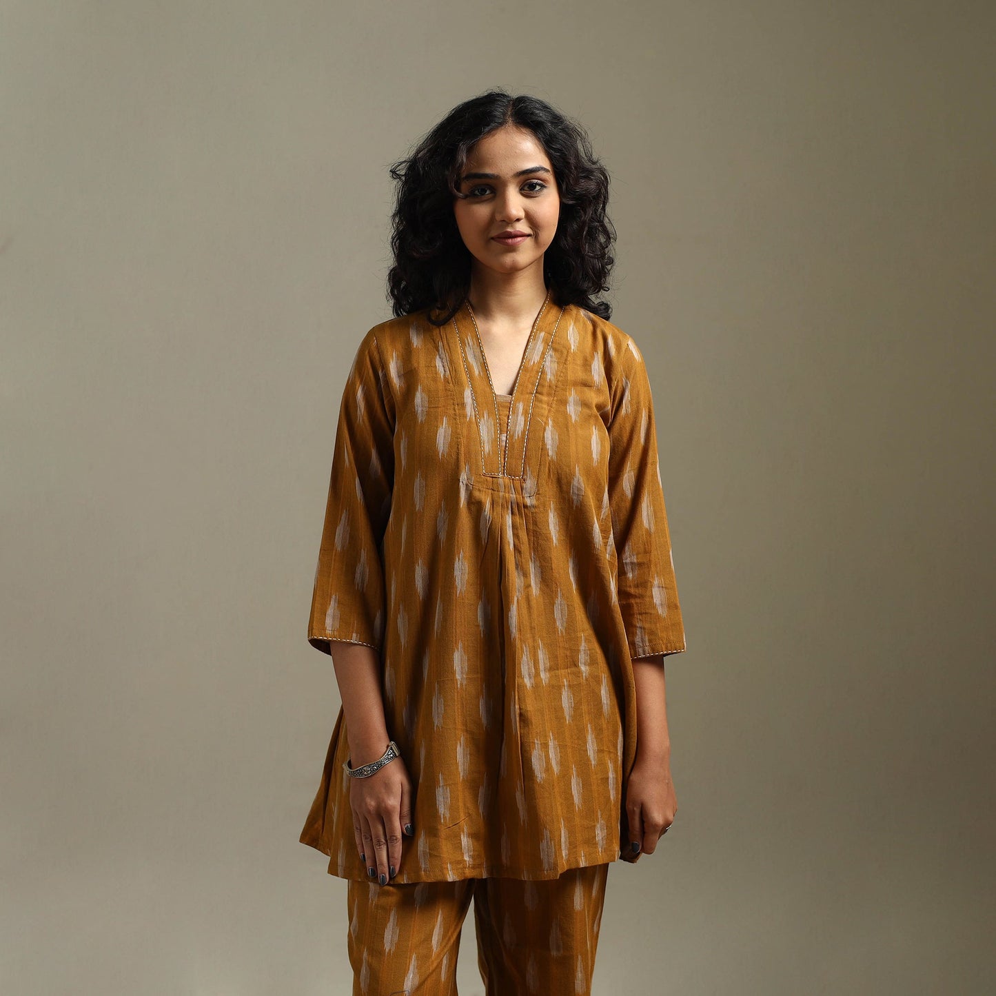 Hand embroidered pochampally ikat cotton night suit set 05