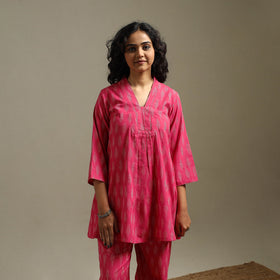 Hand embroidered pochampally ikat cotton night suit set 11