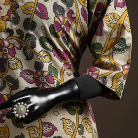 Hand embroidered printed cotton short kalamkari kurta