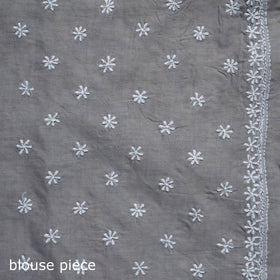 Hand embroidered terivoile cotton lucknow chikan saree 02