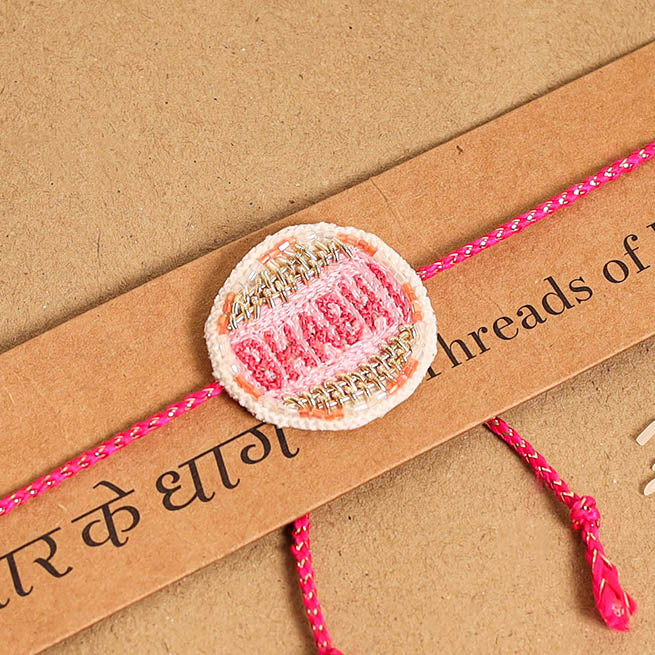 Hand Embroidered Thread Work Rakhi