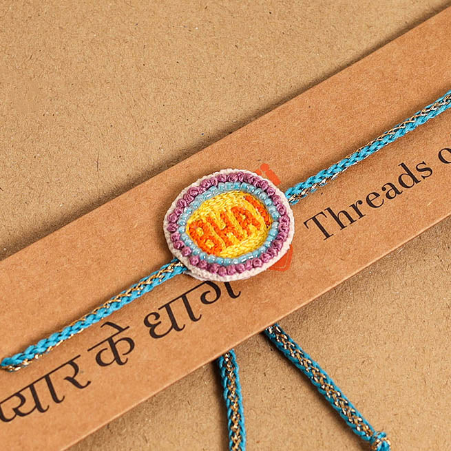 Hand Embroidered Thread Work Rakhi
