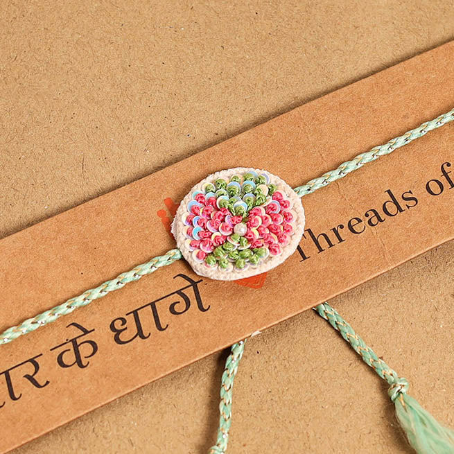 Hand Embroidered Thread Work Rakhi