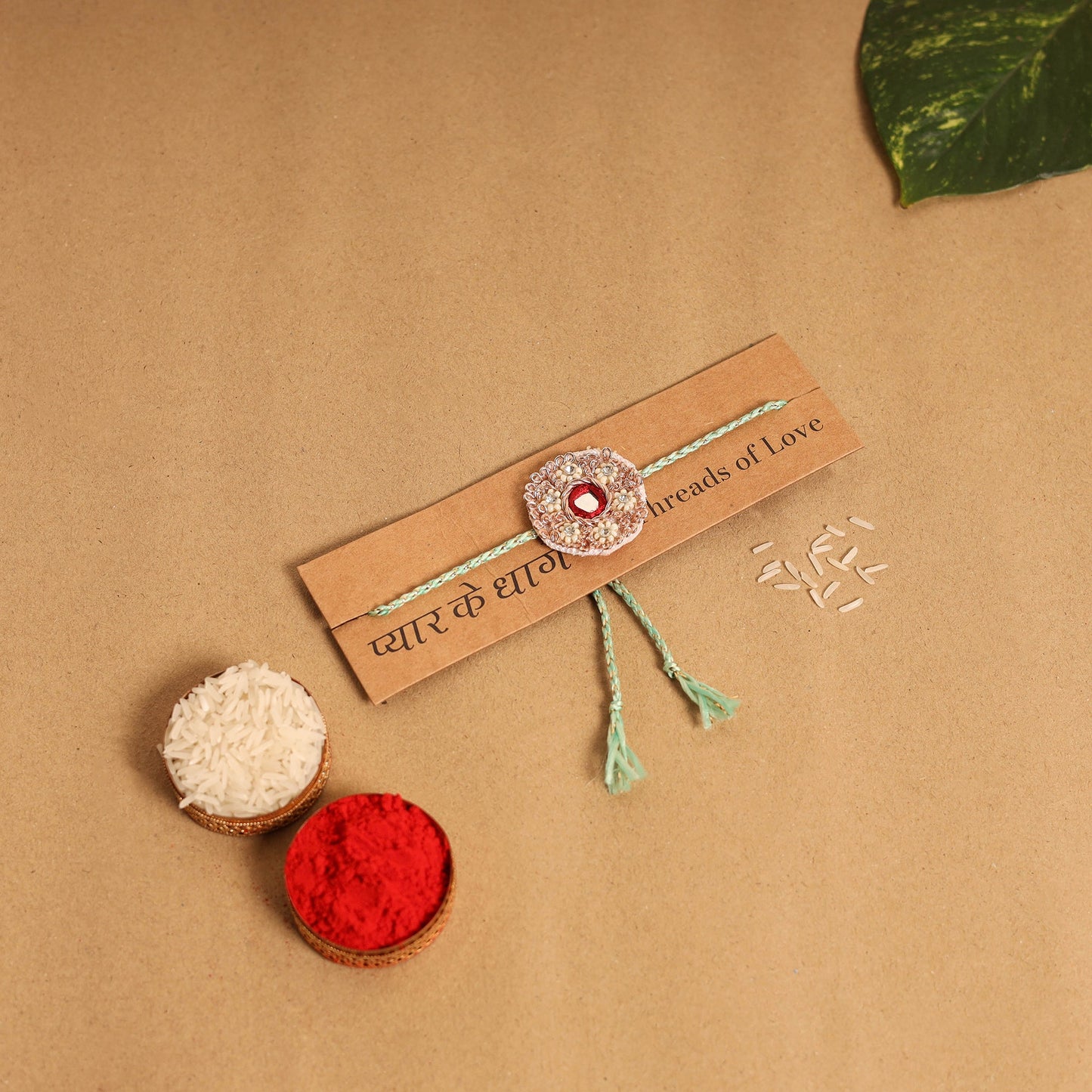 Hand Embroidered Thread Work Rakhi