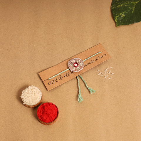 Hand Embroidered Thread Work Rakhi