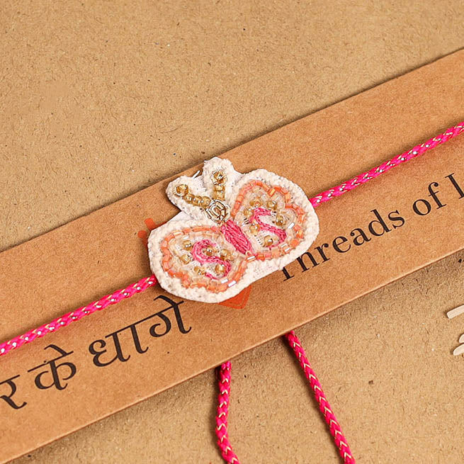 Hand Embroidered Thread Work Rakhi