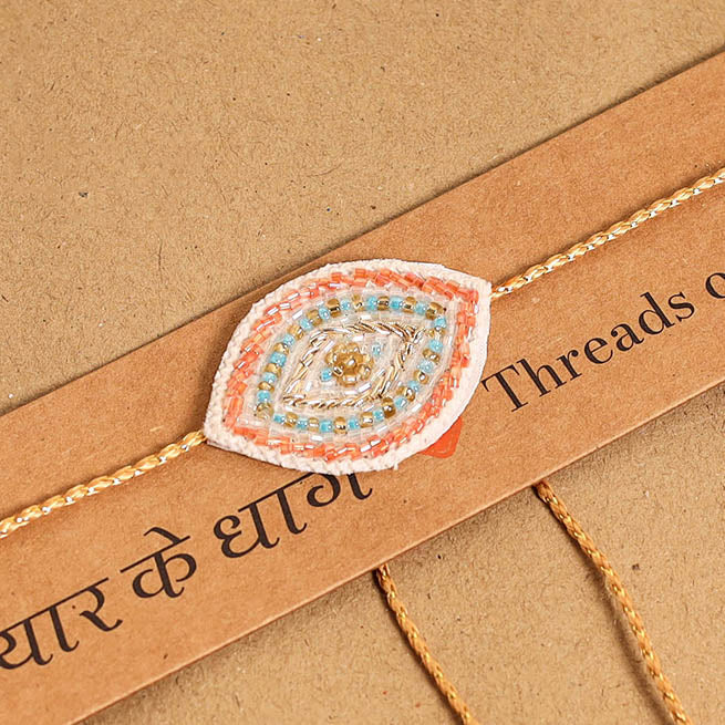 Hand Embroidered Thread Work Rakhi
