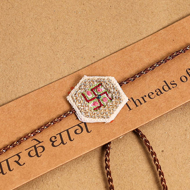 Hand Embroidered Thread Work Rakhi
