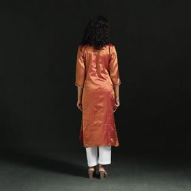 Hand embroidery fine tissue zari straight plain kurta