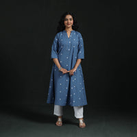 Hand embroidery a-line cotton jacquard kurta for women 14