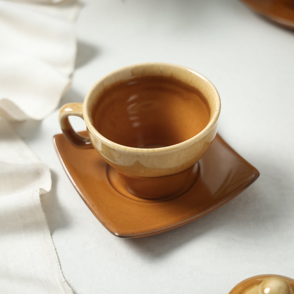  Hand Glazed Ceramic 7 Piece Tea Set 