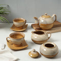  Hand Glazed Ceramic 7 Piece Tea Set 
