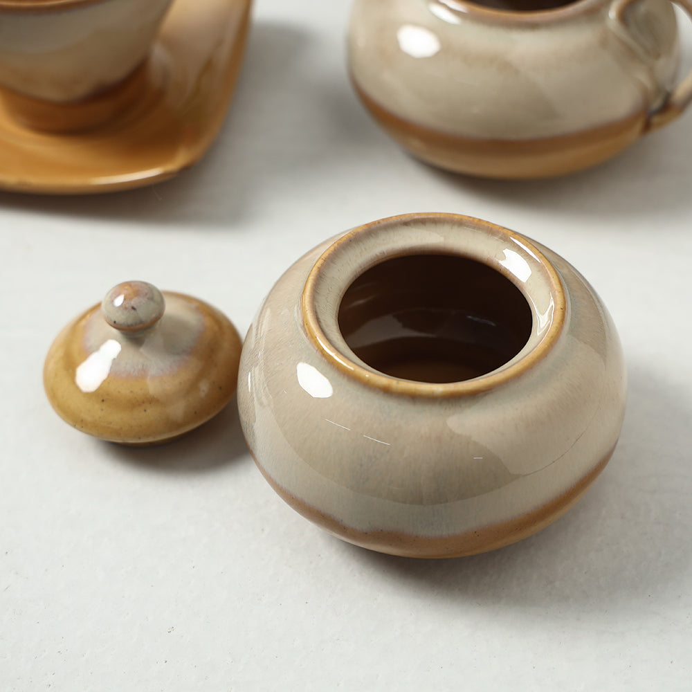  Hand Glazed Ceramic 7 Piece Tea Set 