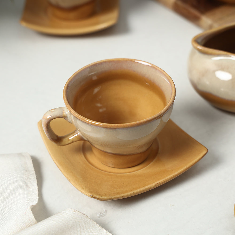  Hand Glazed Ceramic 7 Piece Tea Set 