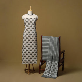 Hand kutch batik cotton 3pc unstitched dress material 04