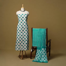 Hand kutch batik cotton 3pc unstitched dress material 07