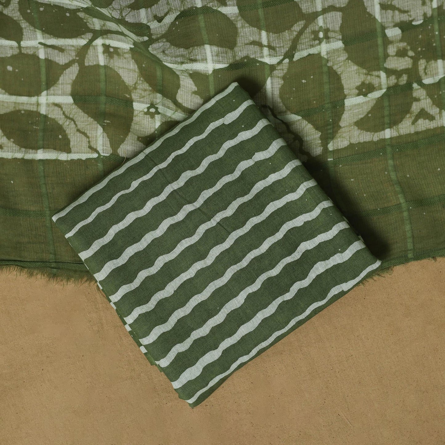 Hand kutch batik cotton 3pc unstitched dress material 10