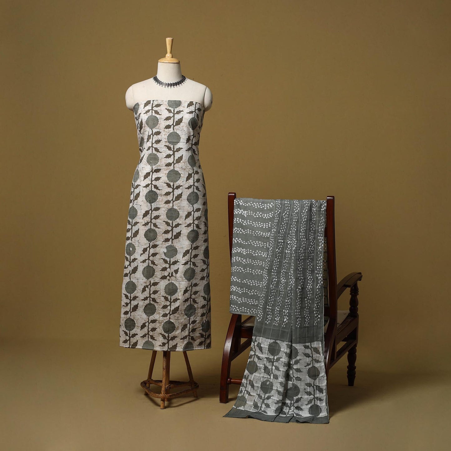 Hand kutch batik cotton 3pc unstitched dress material 11