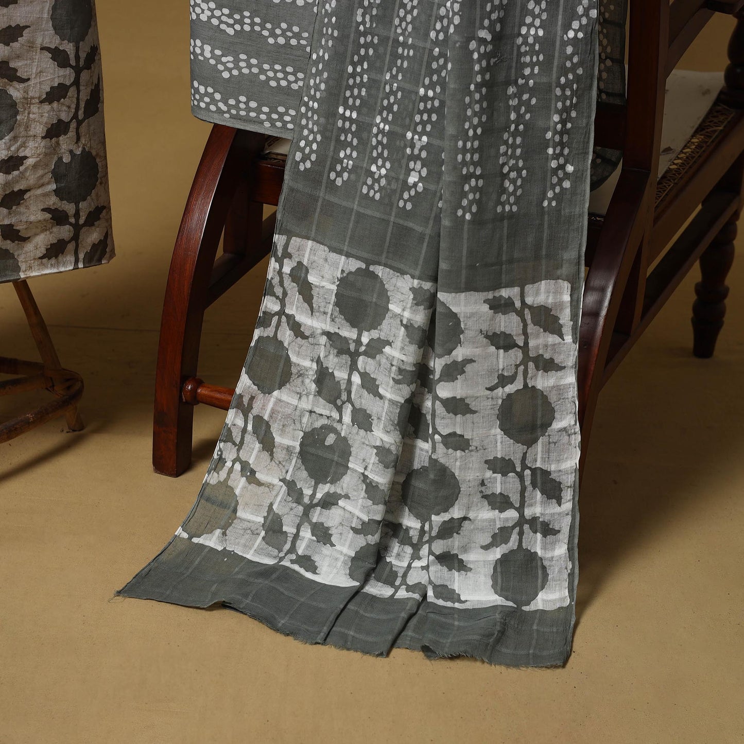 Hand kutch batik cotton 3pc unstitched dress material 11