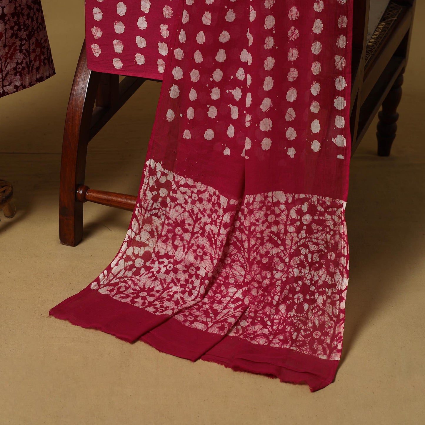 Hand kutch batik cotton 3pc unstitched dress material 17