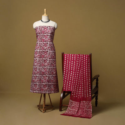 Hand kutch batik cotton 3pc unstitched dress material 17