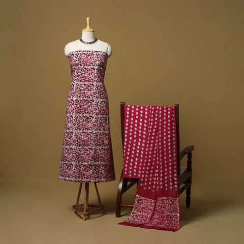 Hand kutch batik cotton 3pc unstitched dress material 17