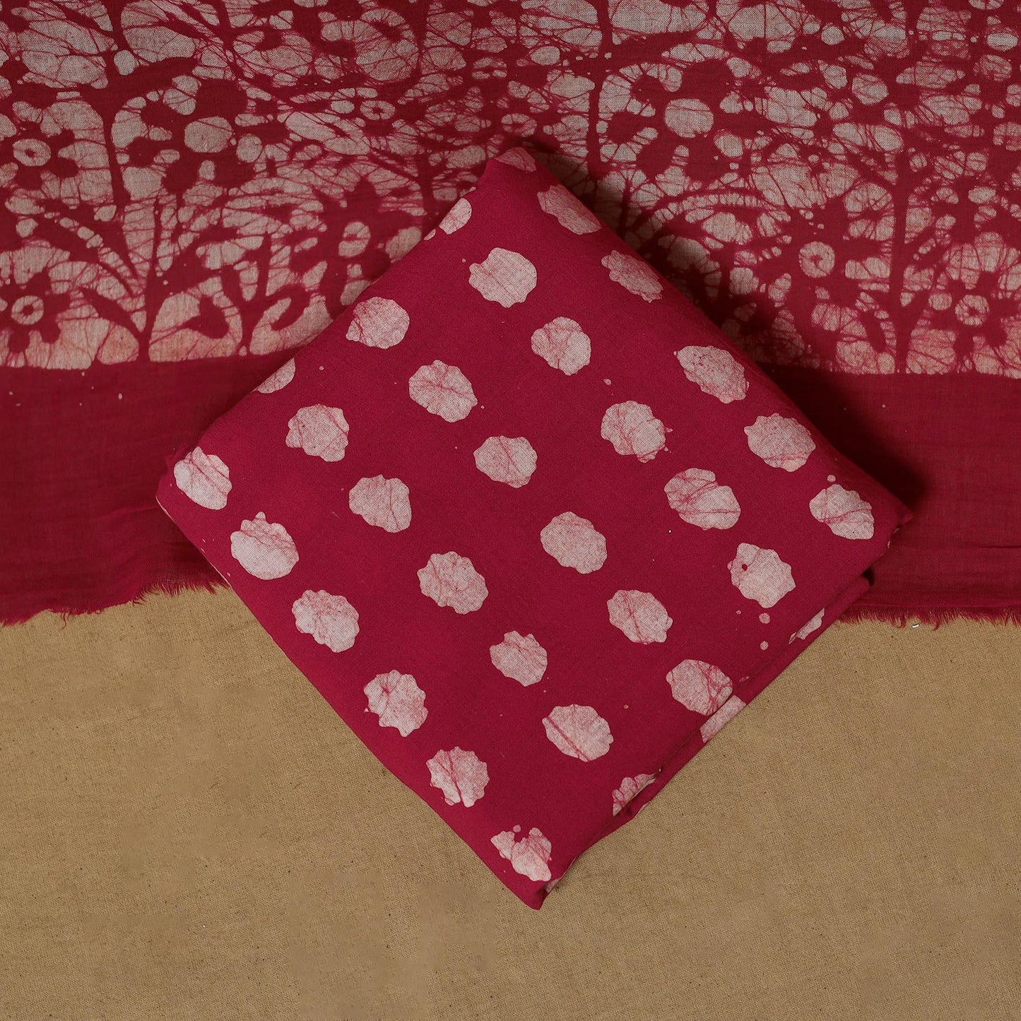 Hand kutch batik cotton 3pc unstitched dress material 17