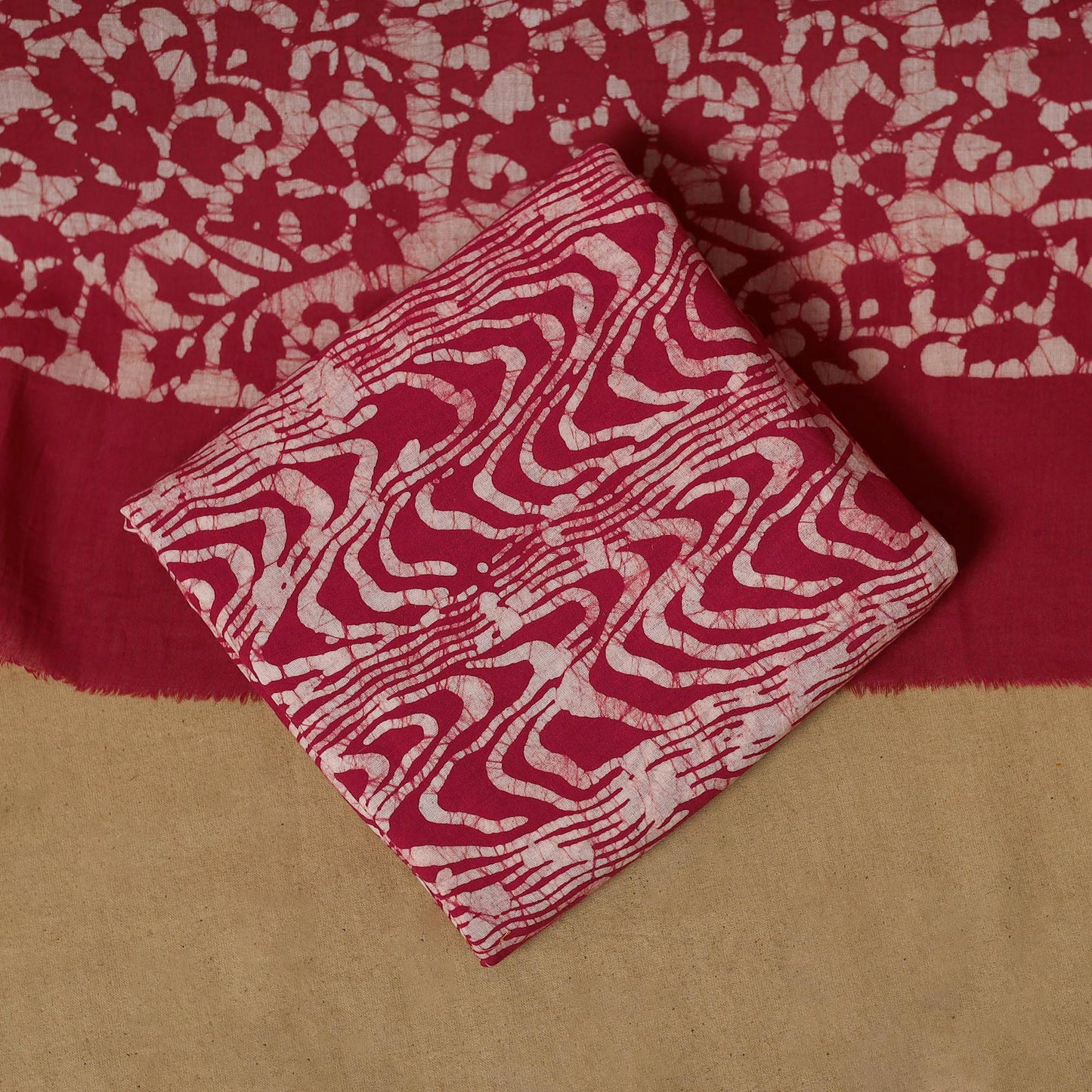 Hand kutch batik cotton 3pc unstitched dress material 23