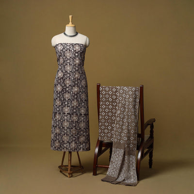 Hand kutch batik cotton 3pc unstitched dress material 25