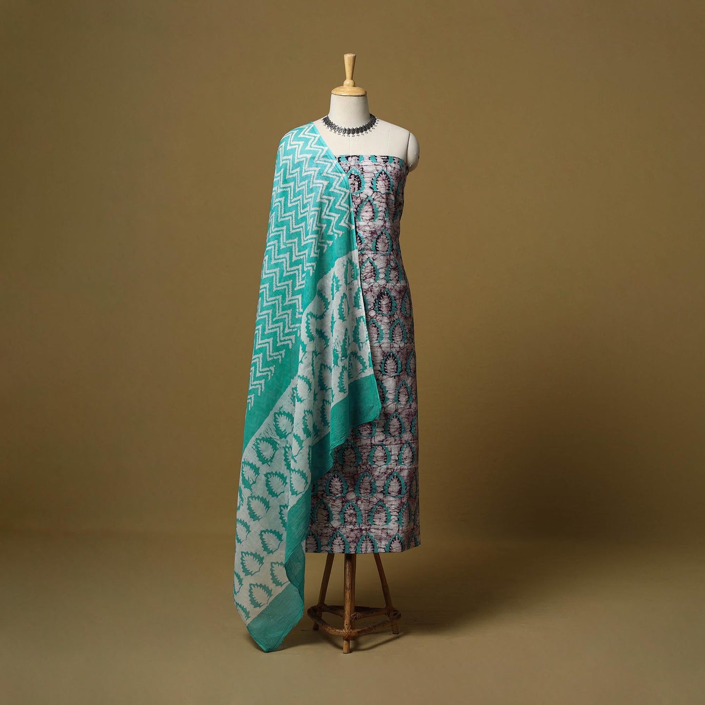 Hand kutch batik cotton 3pc unstitched dress material 28