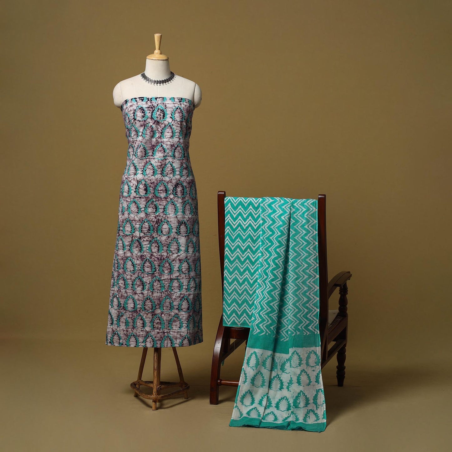 Hand kutch batik cotton 3pc unstitched dress material 28