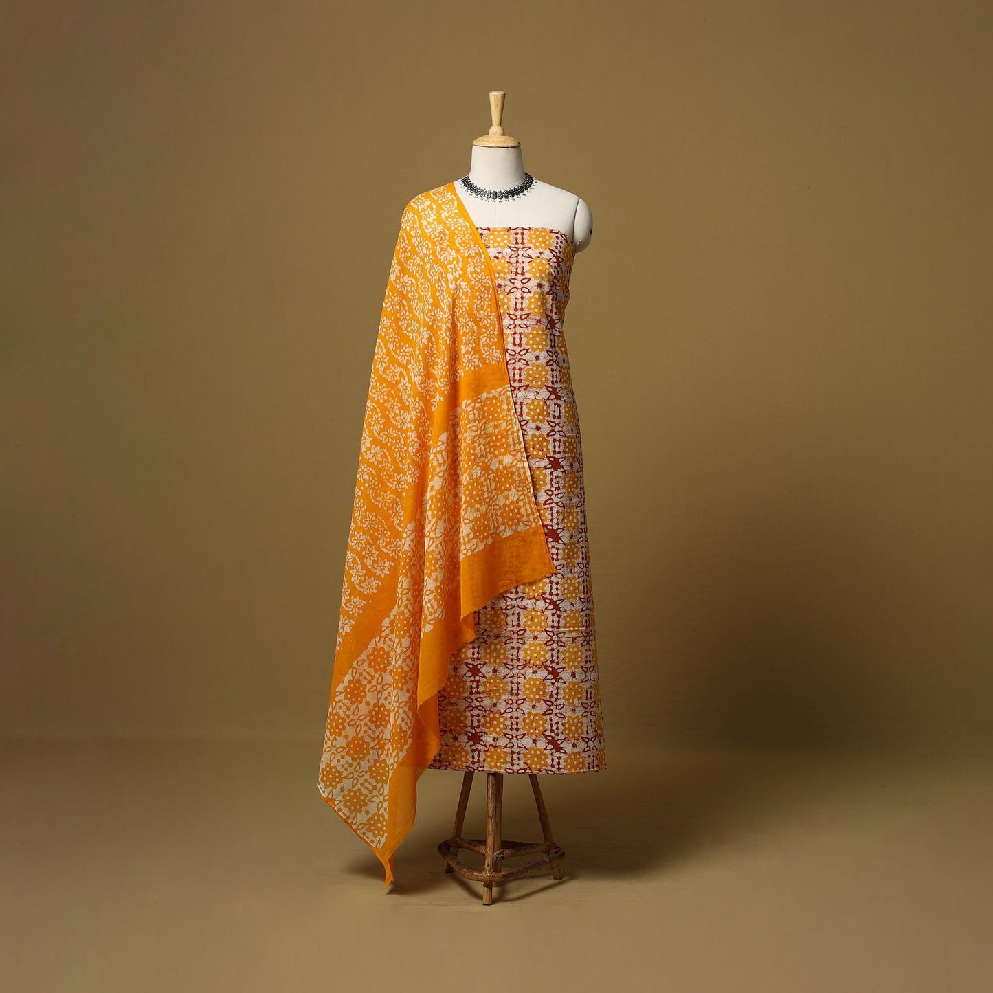 Hand kutch batik cotton 3pc unstitched dress material 31