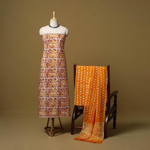 Hand kutch batik cotton 3pc unstitched dress material 34