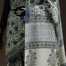 Hand merino wool sanganeri saree 04 - handcrafted