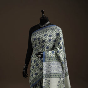 Hand merino wool sanganeri saree 04 - handcrafted