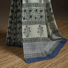 Hand merino wool sanganeri saree 04 - handcrafted