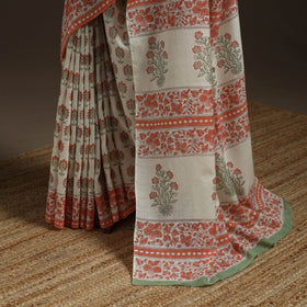 Hand merino wool sanganeri saree 05 - handcrafted