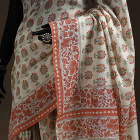 Hand merino wool sanganeri saree 05 - handcrafted