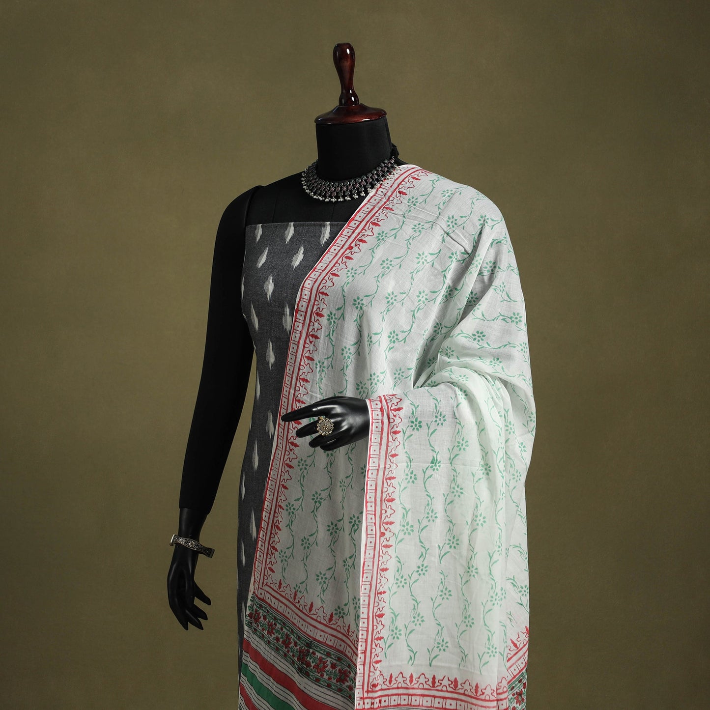 Hand mul cotton sanganeri dupatta 28 - handcrafted